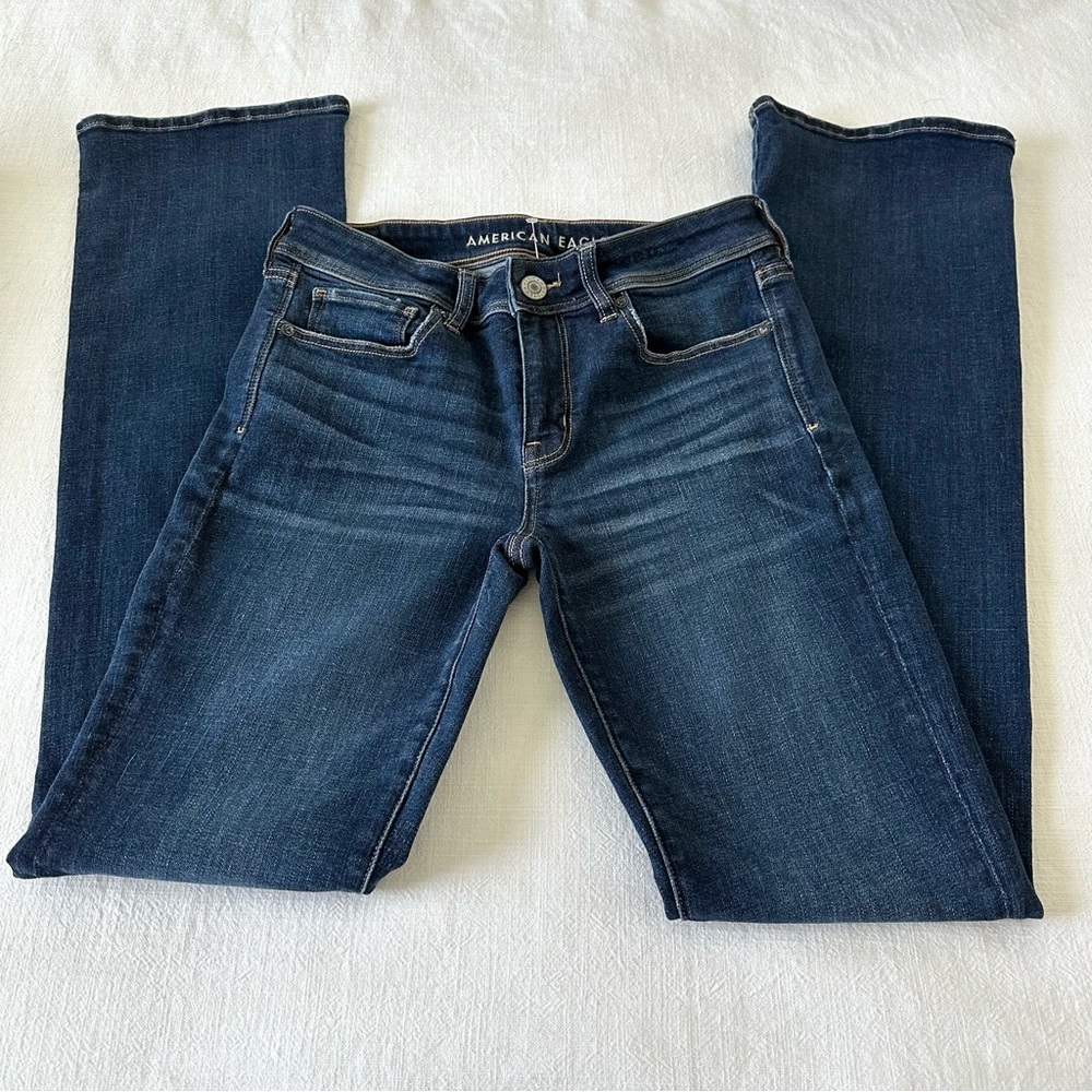 NWOT American Eagle Kick Boot Jeans Women’s Sz 6 X-Long Dark Wash Super Stretch